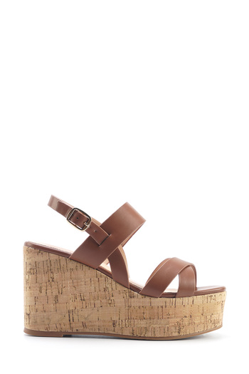Nine West Monsa 5Fx Brown Women's Wedge Heel Sandals