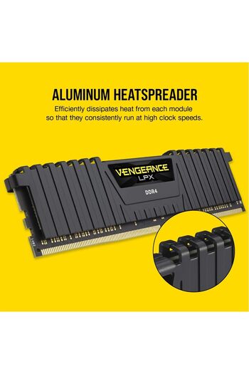 Corsair مجموعة ذاكرة سطح المكتب Vengeance LPX 16GB (2x8GB) DDR4 DRAM 3200MHz C16 - أسود (CMK16GX4M2B3200)