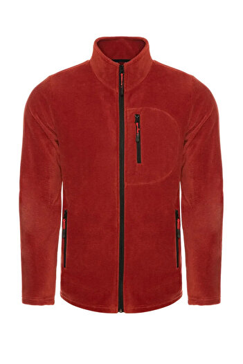 COMBİNE MİCHAİL Brick Color Full Zip 3 Pocket Men's Fleece