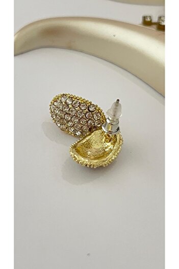 Goche Bijuteri New Women's Ellipse Shaped Zircon Stone Evening Dress Earrings Model