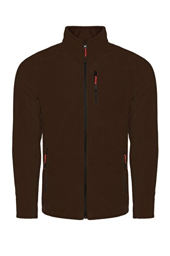 COMBİNE MİCHAİL Brown 3-Pocket Full Zipper Men's Fleece - Brown