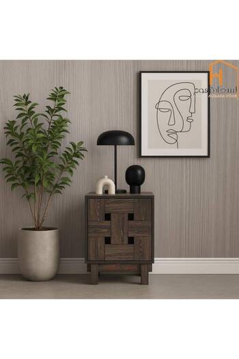 Al Saada Home Fixed Wooden Nightstand - Brown