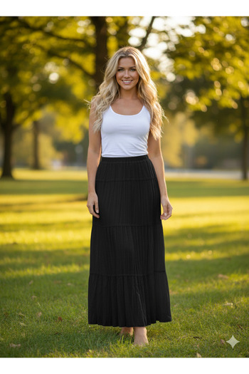 ÇELEBİ STYLE Nursery Hijab Skirt Long Skirt with Inner Lining Pleated Skirt