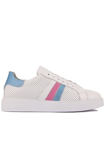 SailLakers - White Leather Lace-Up Women's Casual Shoes 104-5046He1065Z
