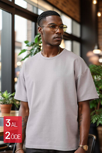 Balenbi Unisex Oversize Crew Neck Combed Cotton T-Shirt 2 Thread - 1009