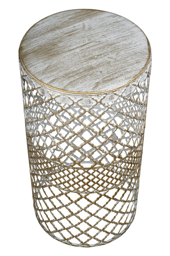 VENON Home Metal Modern Sehpa (250X480) Krem Sarı Patine