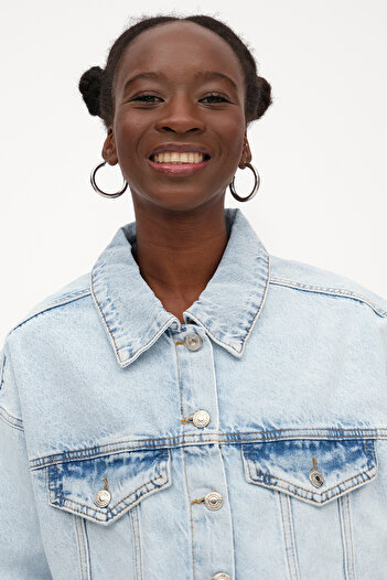 Addax Tasseled Crop Denim Jacket C5017-L6