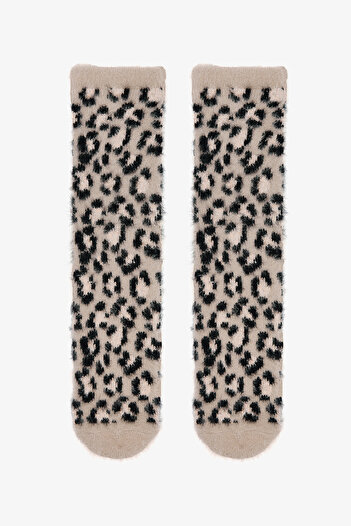 Penti Light Beige Leopard Patterned Home Shoes