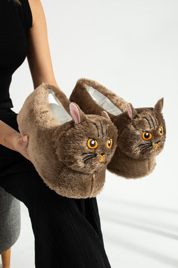Moda Devrin Визен животински безшумни пантофки с фигурка на коте