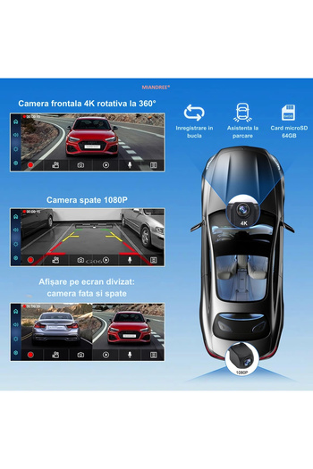 MIANDREE Navigatie Auto Universala 10.26" Full-Touch IPS HD, CarPlay/Android Auto Wireless