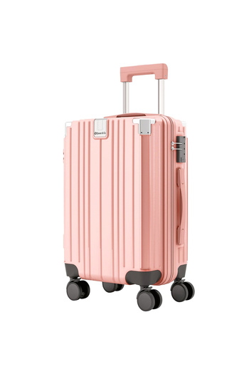 Quasar & Co. Medium trolley 66x45x26cm, checked luggage, trolley with lock, 4-wheel suitcase, ABS suitcase, cup holder, pink