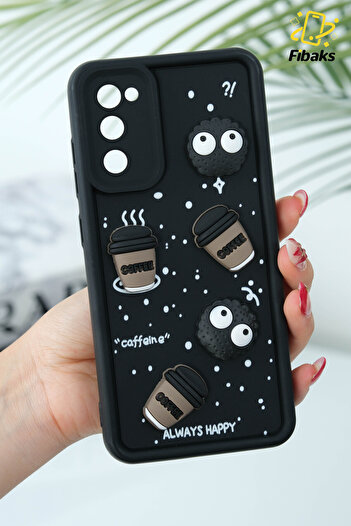 Fibaks Galaxy S21 Fe Case Designed Patterned Camera Protection Coffee Cookie Black Soft Silicone Cover