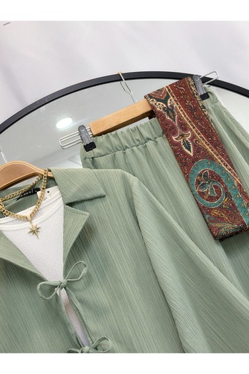 YEDİLALE Merve Skirt Jacket Double Set [Crinkle Fabric]