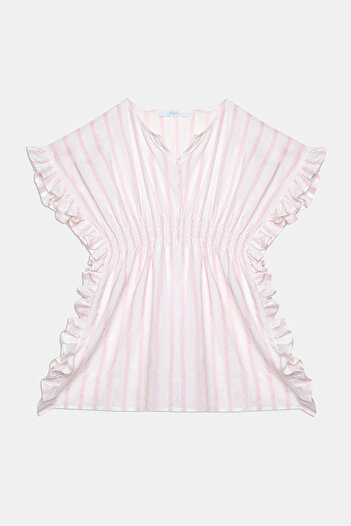Penti Girl's Shinny Pink Striped Kaftan
