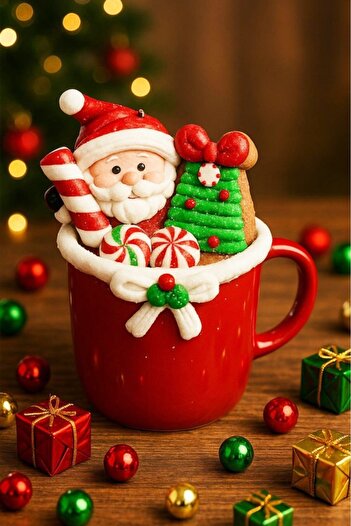 BeySüS Santa Claus - Christmas Pine Tree Ornament Mug Cup Cake