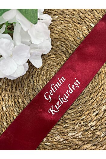 imzatasarım Bridesmaid-Sister-In-Law Arm Ribbon Burgundy Sister of the Bride Written Burgundy Ribbon