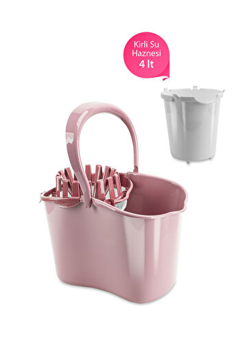 Flora Kirli Su Hazneli Temizlik Kovası, Standart Yer Zemin Mop Kovası ve Su Haznesi F059 Pembe