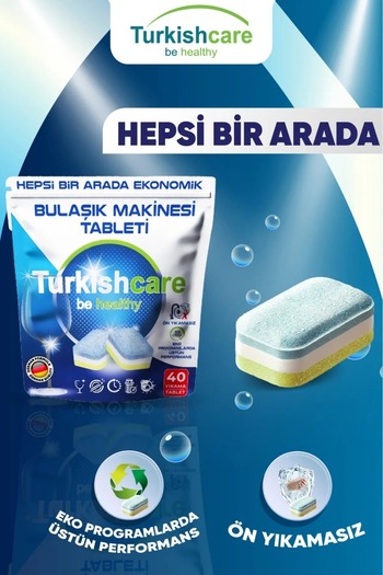 Turkishcare Premium Economical Dishwashing Detergent - 2 Pack 80 Tablets