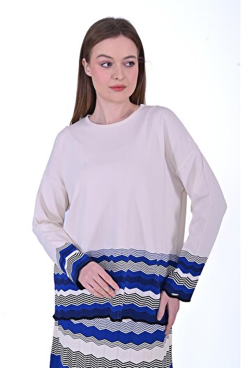 Invee Zigzag Knitwear Tunic Sax