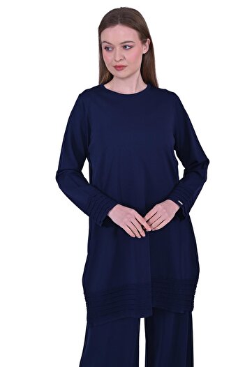 Invee Layered Knitwear Tunic Dark Blue