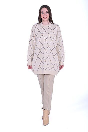 Invee Crystal Knitwear Tunic Vanilla