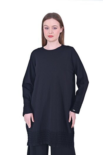 Invee Layered Knitwear Tunic Black