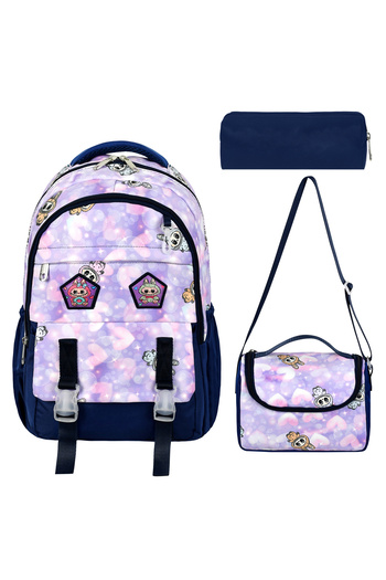 BEGATİ ÇANTA Labubu Special Waterproof Fabric Primary School Bag Printed 3-Piece Set (Bag.Thermal Lunch Box.Pencil Case)