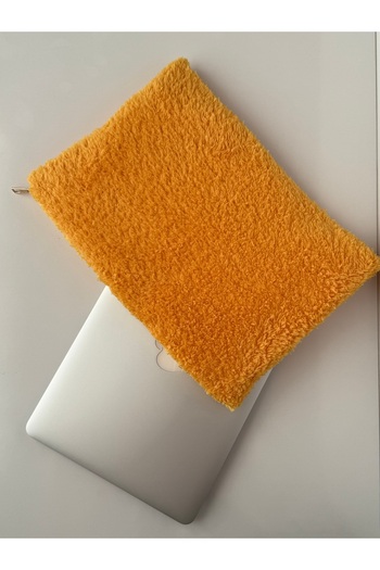 BABY KANGAROO حقيبة كمبيوتر محمول من القطيفة الخردلية للجنسين مقاس 13-14-15-16 بوصة متوافقة مع جهاز MacBook