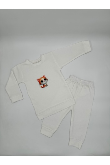 Feyza Cotton Waffle Fabric Animal Printed Baby Bottom - Top Set