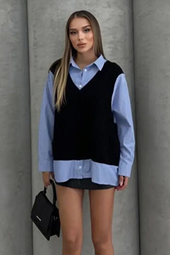 DAMGA Collection Дамски пуловер за скачане с риза
