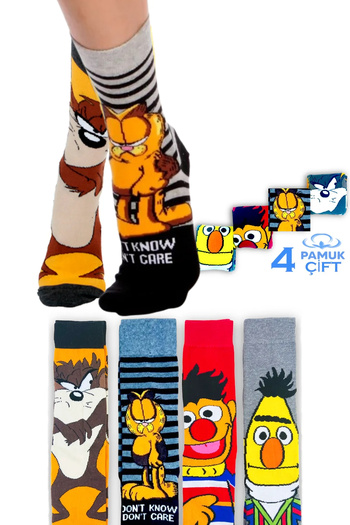 Esinti Men's Socks Women's Socks Long Colorful Patterned Scented Socks 4 Pieces
