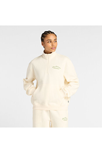 New Balance Krem Kadın Sweatshirt