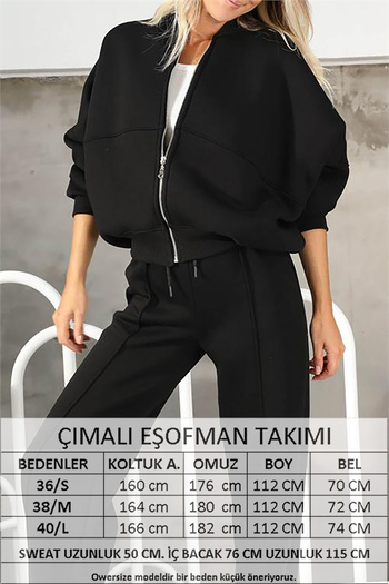 Neşeli Butik Γυναικείο χτενισμένο βαμβακερό ύφασμα με 3 κλωστές GTS022 - Μαύρο