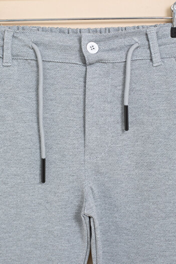 Cansın Mini Gray Boy's Double Leg Basic Fabric Trousers with Elastic Waist 21419