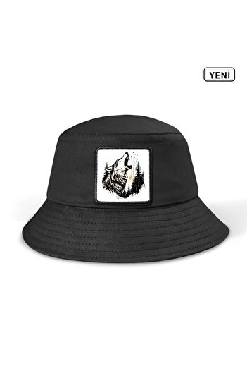 BlackBörk Bucket Kurt Logolu Siyah Şapka