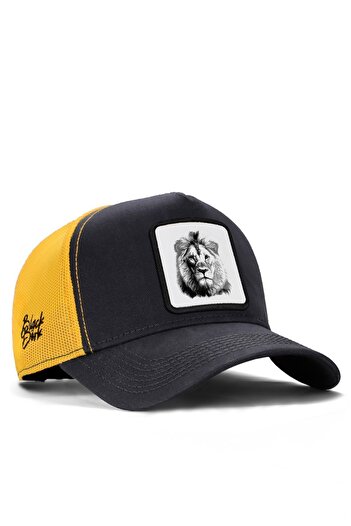 BlackBörk Капелюх Trucker з логотипом Aslan, темно-антрацитовий-жовтий