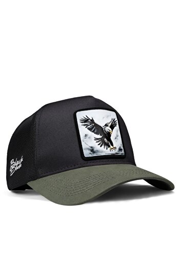 BlackBörk Кашкет Trucker з логотипом Kartal, хакі-чорний