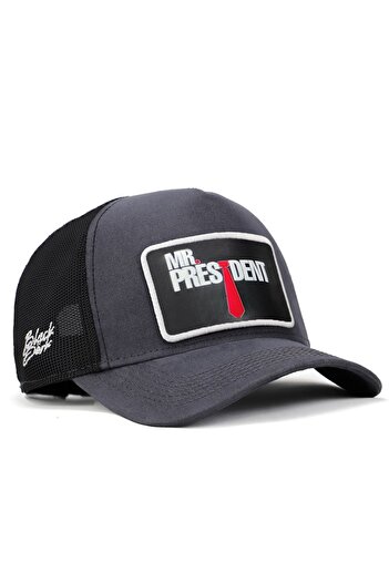 BlackBörk Καπέλο Trucker με λογότυπο Mr President σε ανθρακί-μαύρο χρώμα