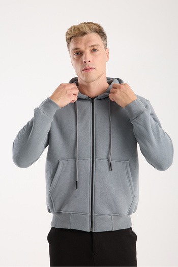 kaphone 10 Men's Pamulu 3 Thread Inside Fleece Full Zipper Hooded Sweatshirt