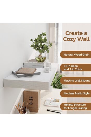 Yelajoy 1 Pack Floating Shelves,Wooden with Invisible Brackets,Wall Mounted Shelves for Wall Decor Storage