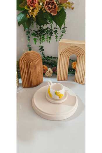 AYLEFE HOBBY Handmade Lemon Decorated Ceramic Turkish Coffee Cup