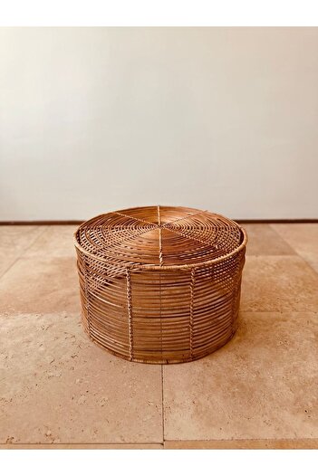 Lo Fi House Folk Küçük Yuvarlak Rattan Sehpa