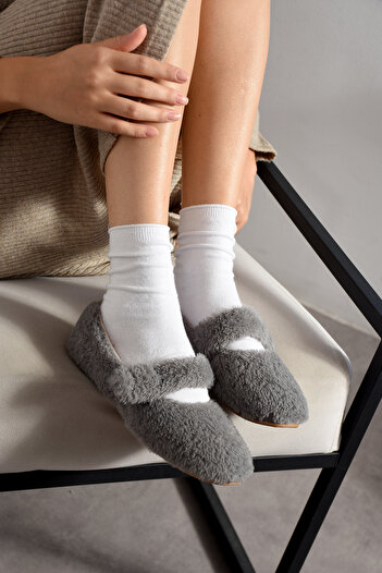 FootFrenzy Yumuşak Peluş Kadın Günlük Ev Pandufu Ortopedik Hafif Taban