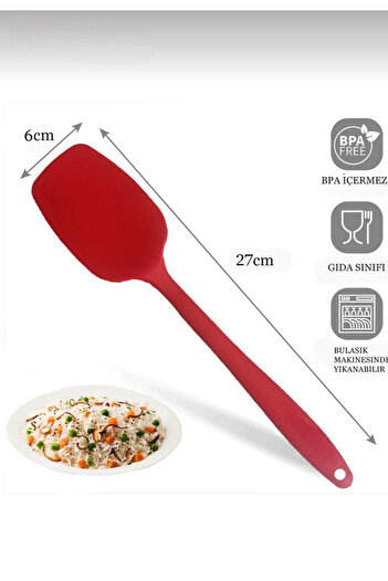 CKM silikon 2-Piece Spatula Set Silicone Spatula Fireproof Non-Stick Easy to Wash Red