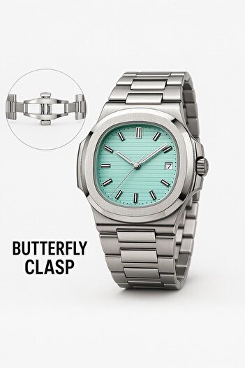 Eyiser Store Eşref Single Turquoise Dial Quartz with Calendar & Butterfly Clip Metal Men's Wrist Watch |   In Special Box