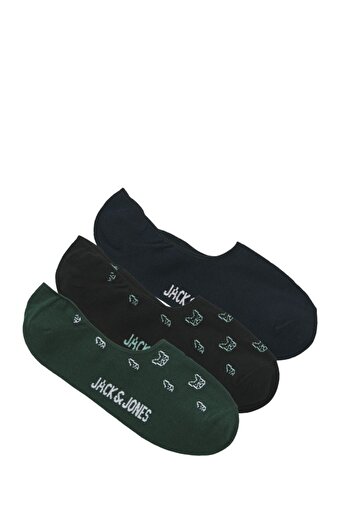 Jack & Jones Erkek Yeşil Jacdenim Dog Multi Short Sock 3 Pack Çorap 12275821-Darknavy