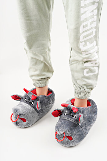 Devida Soft Sole Cute Animal Slippers Gray