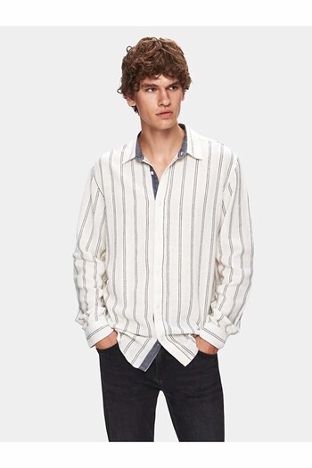 Ltb Relaxed Striped Cotton Dark Gray Shirt