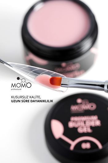 MOMO professional Premium Builder Gel, Protez Tırnak Jeli No.08, Gül Kurusu, 10 gr, TPO- FREE