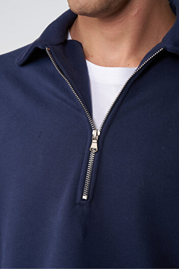 Beyyoglu Fermuarlı Polo Yaka Sweatshirt
